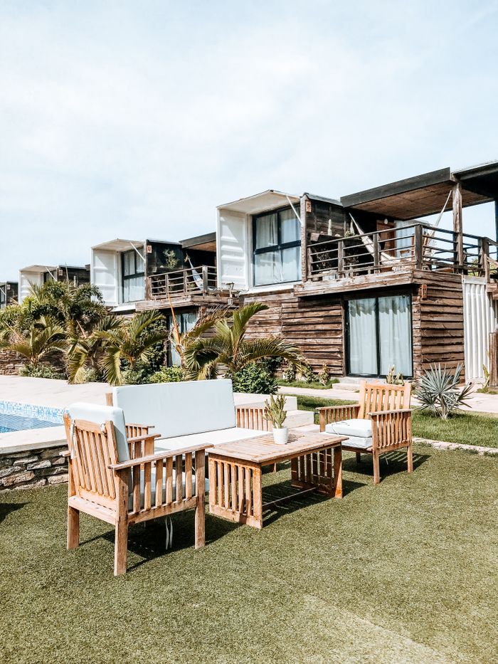 Charming wooden villas with a cozy patio, perfect for a summer getaway in Adicora, Venezuela.
